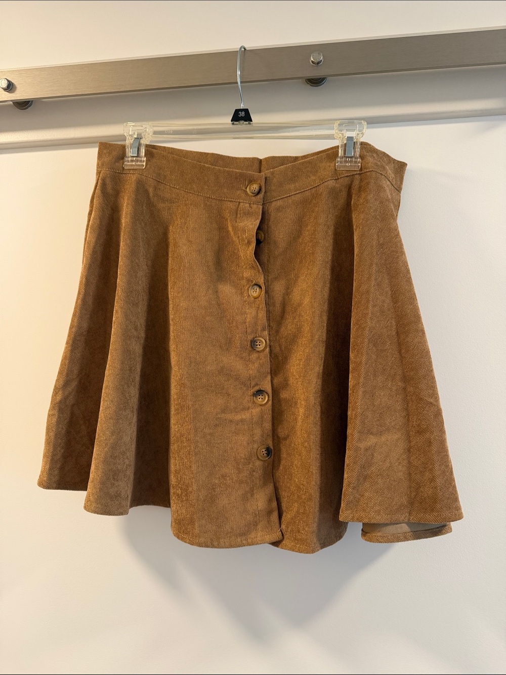 SHEIN Button-Front Circle Skirt in Brown